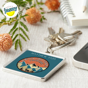 Llavero Faith Can Move Mountains Scripting Square Keychain