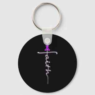 Llavero Faith Christian Cross Purple Ribbon Guerrero Heime