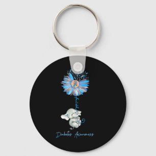 Llavero Faith Cute Elephants Sunflower Diabetes Conciencia