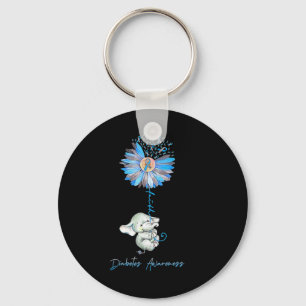 Llavero Faith Cute Elephants Sunflower Diabetes Conciencia