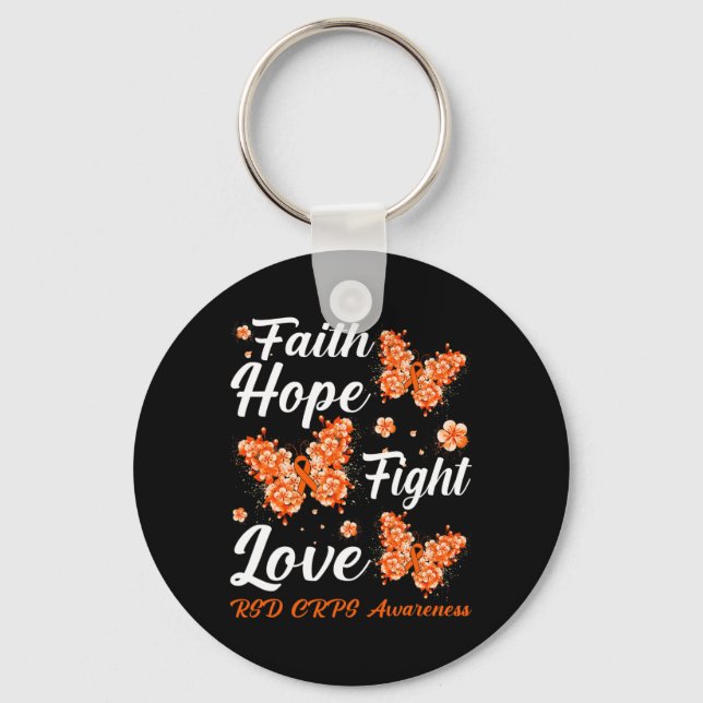 Llavero Faith Hope Fight Love RSD CRPS Awareness Butterfly (Anverso)