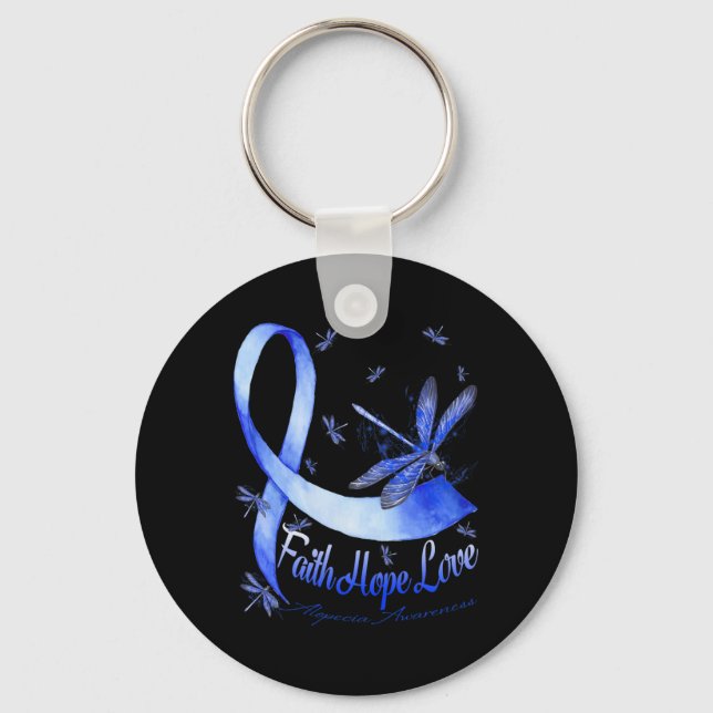 Llavero Faith Hope Love Alopecia Awareness Dragonfly (Anverso)
