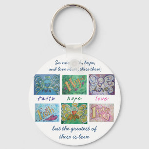 Llavero Faith Hope Love Angel Word Collage Keychain