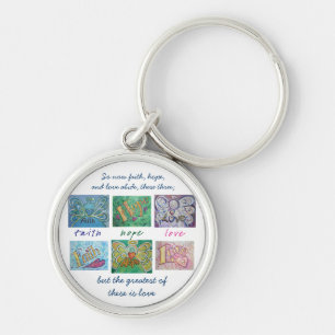 Llavero Faith Hope Love Angel Word Collage Keychain