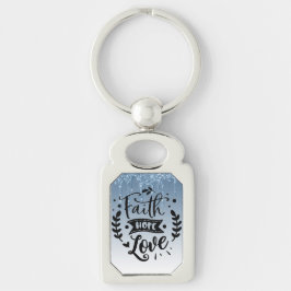 Llavero Faith Hope Love Blue Dripping Purpurina Keychain