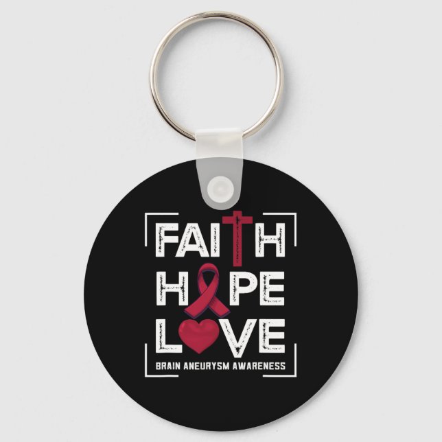 Llavero Faith Hope Love Brain Aneurysm Awareness 1 (Anverso)
