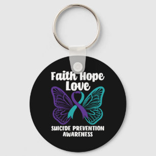 Llavero Faith Hope Love Butterfly Suicidio Preventivo