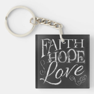 Llavero Faith, Hope, Love Chalkboard Square Keychain