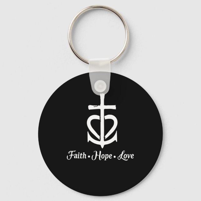 Llavero Faith Hope Love Cross Anchor Heart Jesus (Anverso)