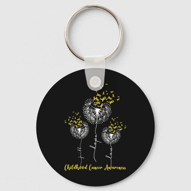 Llavero Faith Hope Love Dandelion Children Cancer Awarene (Anverso)