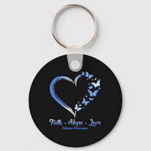 Llavero Faith Hope Love Diabetes Awareness Heart Butterfly