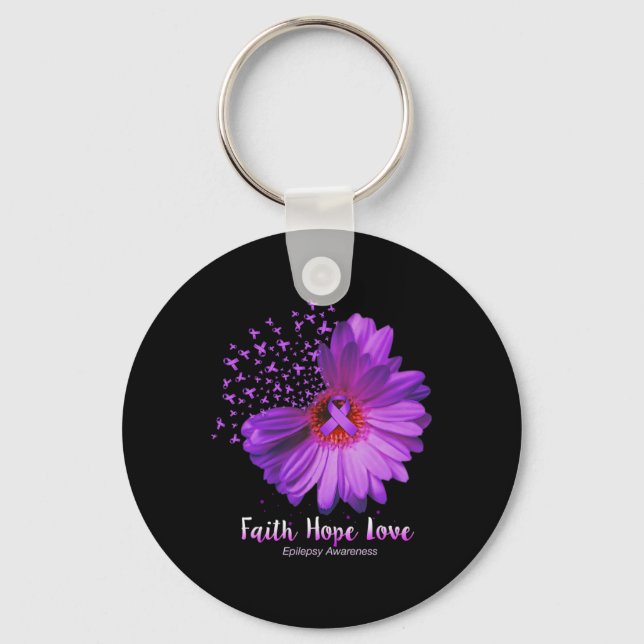 Llavero Faith Hope Love Epilepsy Awareness Sunflower (Anverso)