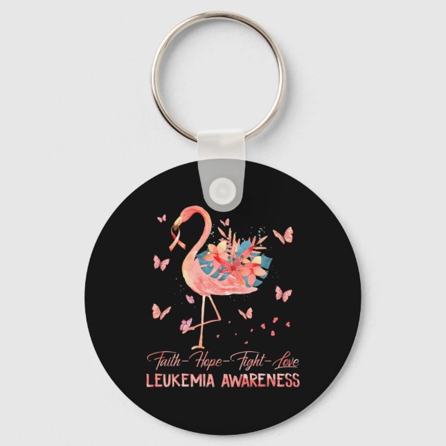 Llavero Faith Hope Love Pink Flamingo Breve Leucemia Awar (Anverso)