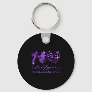 Llavero Faith Hope Love Purple Ribbon Fibromialgia Awarene