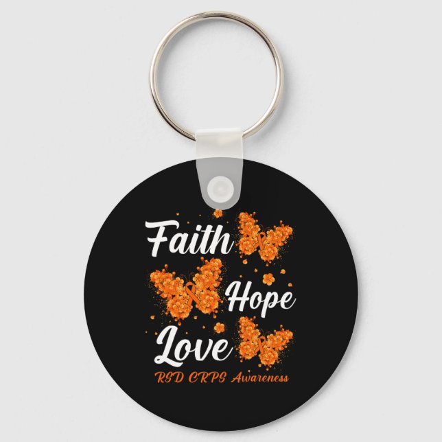 Llavero Faith Hope Love RSD CRPS Awareness Butterfly (Anverso)