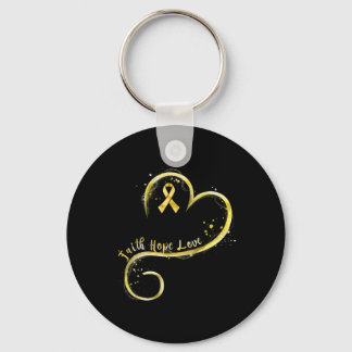 Llavero Faith Hope Love Yellow Ribbon Children Cancer Awa