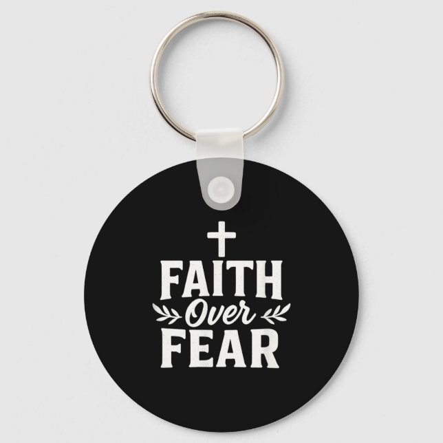 Llavero Faith Over Fear Christian Motivational Bible Verse (Anverso)