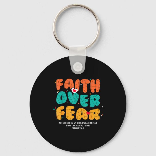 Llavero Faith Over Fear Christian Religious Groovy Men Wom (Anverso)