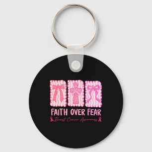 Llavero Faith Over Fear Coquette Bow Plaid Breast Cancer A