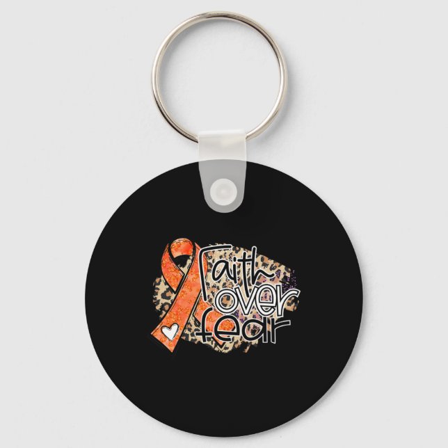 Llavero Faith Over Fear Fear Leukemia Awa, Naranja De Leop (Anverso)