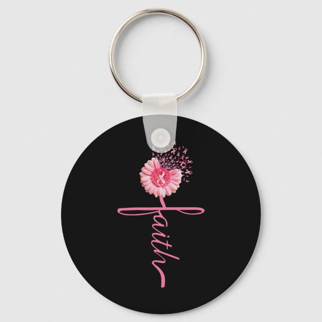 Llavero Faith Sunflower Cinta rosa Cinta rosa Cáncer de Ma (Anverso)