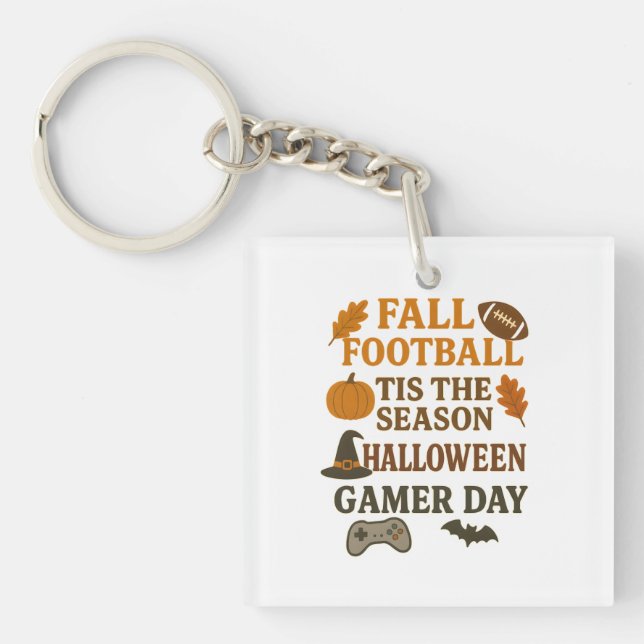 Llavero Fall Football Tis The Season Halloween Gamer Day (Frente)