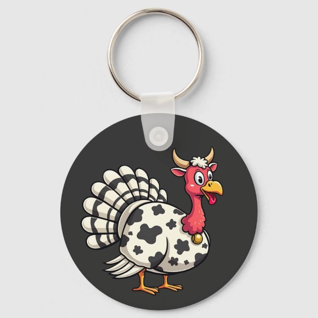 Llavero Fall Funny Fall Head of Cow en Turquía, Día de Acc (Anverso)