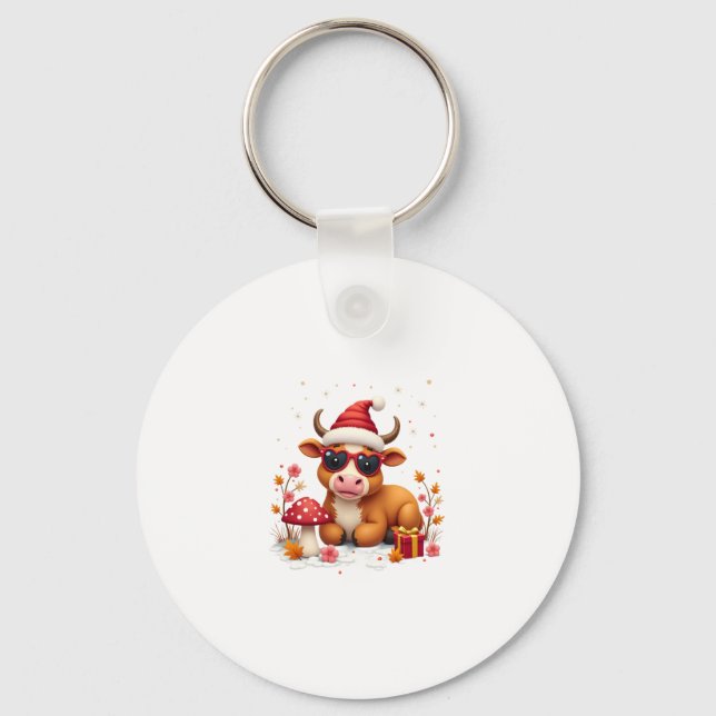 Llavero Fall Highland Cow Pumpkin Bow Christmas Girls Kids (Anverso)