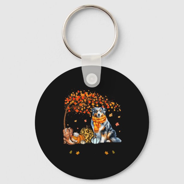Llavero Fall Maple Tree Print Dog Lover Happy Thanksgiving (Anverso)