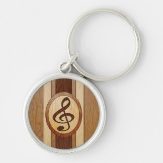 Llavero Falso embutido de madera elegante del Clef agudo