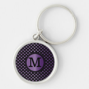 Llavero Falso monograma elegante Amethyst y negro