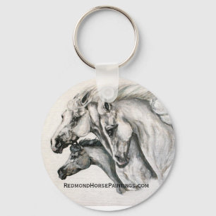 Llavero Familia de caballos blancos en funcionamiento