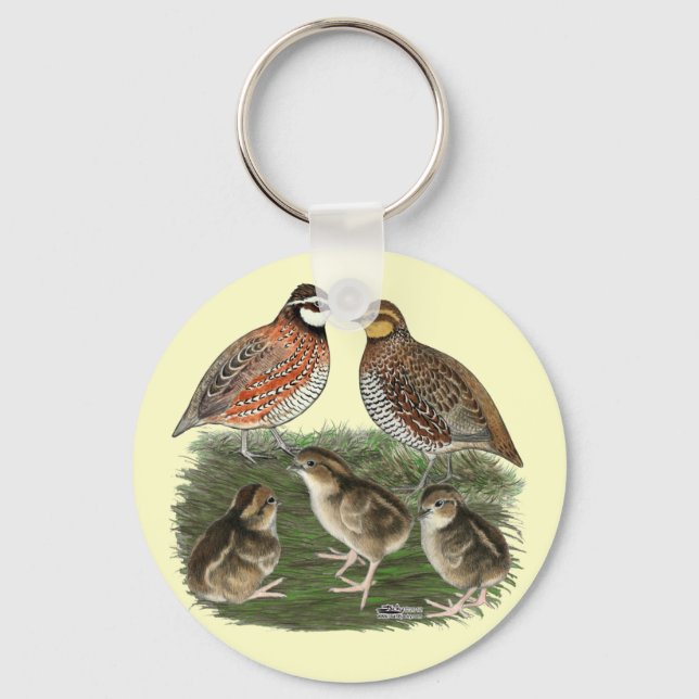 Llavero Familia de codornices Bobwhite (Anverso)