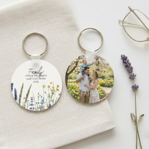 Llavero Familia de flores silvestres cita acuarela