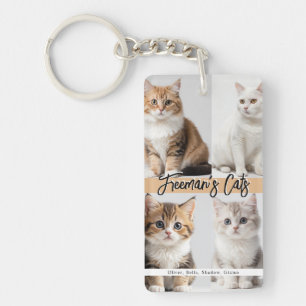 Llavero Familia de fotos de gatos de Personalizado cutáneo