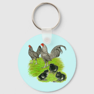 Llavero Familia de la gallina enana Old English Barred
