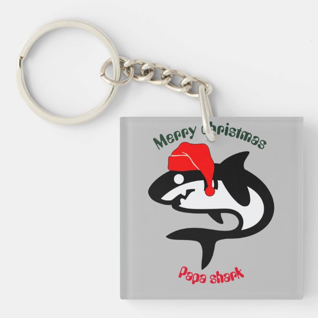 Llavero familia de navidades tiburones, personalizar perso (Frente)