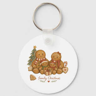 Llavero Familia de pan de jengibre con árbol de Navidad ac