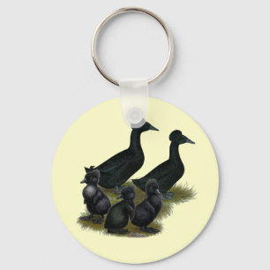 Llavero Familia de patos crestado negro