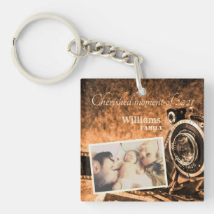 Llavero Familia de personalizados rústicos de cámara retro
