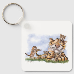 Llavero Familia de Tigres de Dibujos Animados