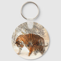 Familia de tigres en invierno