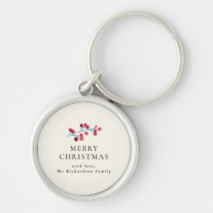 Llavero Familia Personalizada Holly Cherry Merry Christmas