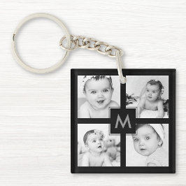 Llavero Familia personalizado Collage de fotos bebé negro