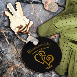 Llavero Familia personalizado Reunión Corazones de Oro Neg