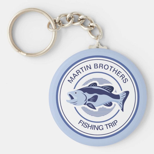 Llavero Familia personalizado Viaje de pesca Pescador Blue (Frente)