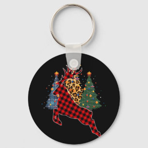 Llavero Familia Red Plaid Reindeo Buffalo Deer Pajama