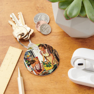 Llavero Familia ventilado, mamá con niños, bocadillos en c