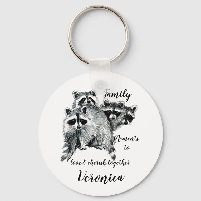 Llavero Family Moments Cita Raccoons Cute Nombre Personali (Anverso)