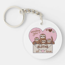 Llavero Family of Sloths with Envelope, Heart and Text